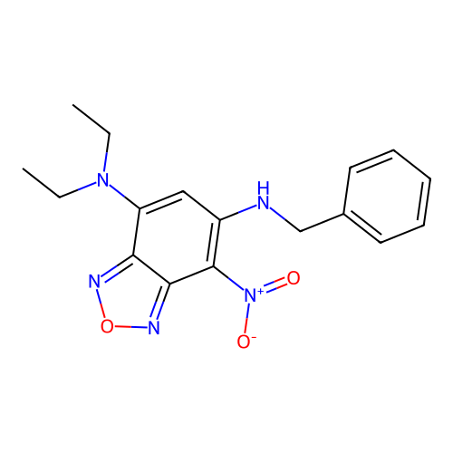 N~6~-benzyl-N~4~,N~4~-diethyl-7-nitro-2,1,3-benzoxadiazole-4,6-diamine structure