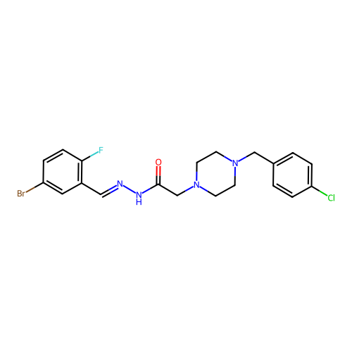 (E)-N'-(5-bromo-2-fluorobenzylidene)-2-(4-(4-chlorobenzyl)piperazin-1-yl)acetohydrazide structure
