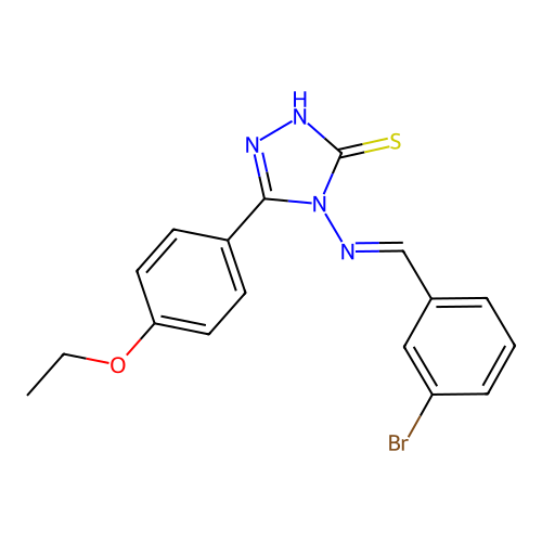 (E)-4-((3-bromobenzylidene)amino)-5-(4-ethoxyphenyl)-4H-1,2,4-triazole-3-thiol structure