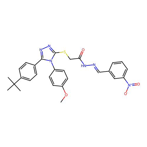 2-{[5-(4-tert-butylphenyl)-4-(4-methoxyphenyl)-4H-1,2,4-triazol-3-yl]sulfanyl}-N'-[(E)-(3-nitrophenyl)methylidene]acetohydrazide structure
