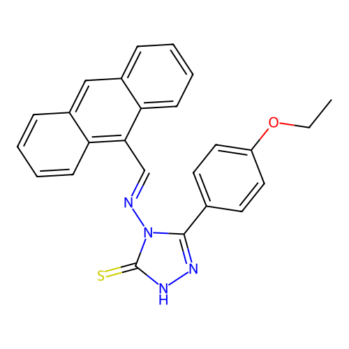 (E)-4-((anthracen-9-ylmethylene)amino)-5-(4-ethoxyphenyl)-4H-1,2,4-triazole-3-thiol structure