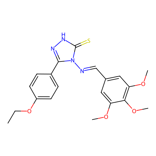 (E)-5-(4-ethoxyphenyl)-4-((3,4,5-trimethoxybenzylidene)amino)-4H-1,2,4-triazole-3-thiol structure