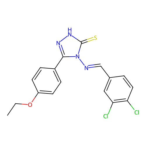 (E)-4-((3,4-dichlorobenzylidene)amino)-5-(4-ethoxyphenyl)-4H-1,2,4-triazole-3-thiol structure