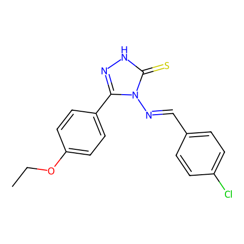 (E)-4-((4-chlorobenzylidene)amino)-5-(4-ethoxyphenyl)-4H-1,2,4-triazole-3-thiol structure