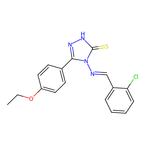(E)-4-((2-chlorobenzylidene)amino)-5-(4-ethoxyphenyl)-4H-1,2,4-triazole-3-thiol structure