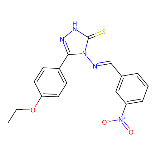 (E)-5-(4-ethoxyphenyl)-4-((3-nitrobenzylidene)amino)-4H-1,2,4-triazole-3-thiol structure