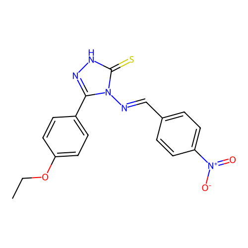 (E)-5-(4-ethoxyphenyl)-4-((4-nitrobenzylidene)amino)-4H-1,2,4-triazole-3-thiol structure
