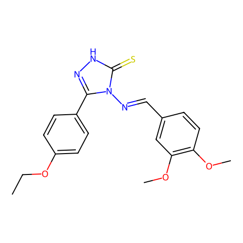 (E)-4-((3,4-dimethoxybenzylidene)amino)-5-(4-ethoxyphenyl)-4H-1,2,4-triazole-3-thiol structure
