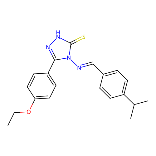 (E)-5-(4-ethoxyphenyl)-4-((4-isopropylbenzylidene)amino)-4H-1,2,4-triazole-3-thiol structure