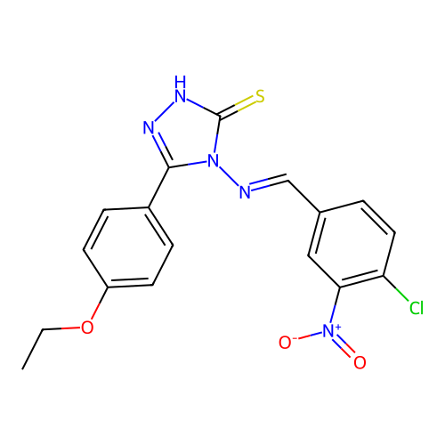 (E)-4-((4-chloro-3-nitrobenzylidene)amino)-5-(4-ethoxyphenyl)-4H-1,2,4-triazole-3-thiol structure