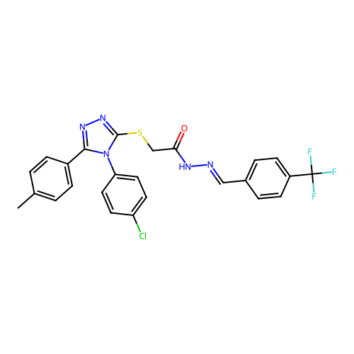 2-{[4-(4-chlorophenyl)-5-(4-methylphenyl)-4H-1,2,4-triazol-3-yl]sulfanyl}-N'-{(E)-[4-(trifluoromethyl)phenyl]methylidene}acetohydrazide structure