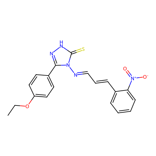 3-(4-ethoxyphenyl)-4-[(E)-[(E)-3-(2-nitrophenyl)prop-2-enylidene]amino]-1H-1,2,4-triazole-5-thione structure