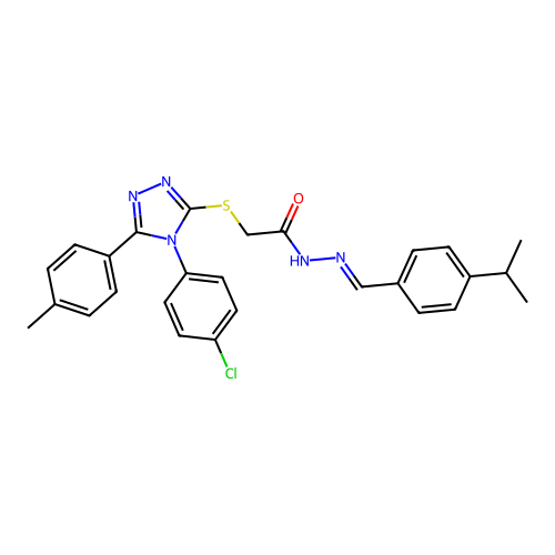 2-{[4-(4-chlorophenyl)-5-(4-methylphenyl)-4H-1,2,4-triazol-3-yl]sulfanyl}-N'-{(E)-[4-(propan-2-yl)phenyl]methylidene}acetohydrazide structure