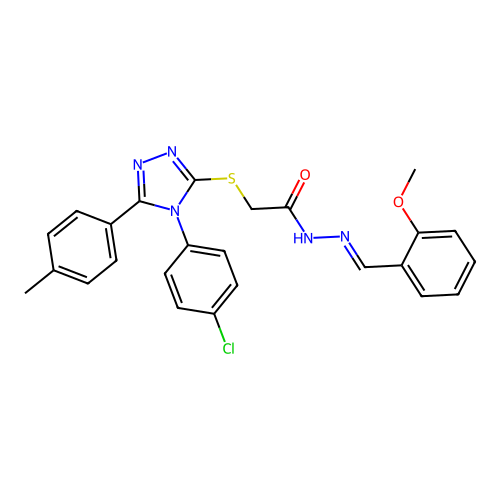 2-{[4-(4-chlorophenyl)-5-(4-methylphenyl)-4H-1,2,4-triazol-3-yl]sulfanyl}-N'-[(E)-(2-methoxyphenyl)methylidene]acetohydrazide structure