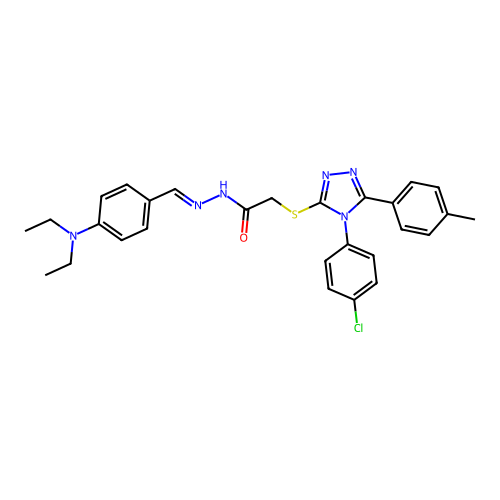 2-{[4-(4-chlorophenyl)-5-(4-methylphenyl)-4H-1,2,4-triazol-3-yl]sulfanyl}-N'-{(E)-[4-(diethylamino)phenyl]methylidene}acetohydrazide structure