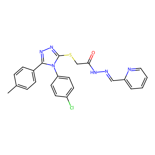 2-{[4-(4-chlorophenyl)-5-(4-methylphenyl)-4H-1,2,4-triazol-3-yl]sulfanyl}-N'-[(E)-pyridin-2-ylmethylidene]acetohydrazide structure