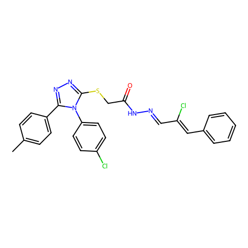 2-{[4-(4-chlorophenyl)-5-(4-methylphenyl)-4H-1,2,4-triazol-3-yl]sulfanyl}-N'-[(1E,2Z)-2-chloro-3-phenylprop-2-en-1-ylidene]acetohydrazide structure
