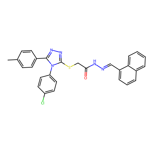 2-{[4-(4-chlorophenyl)-5-(4-methylphenyl)-4H-1,2,4-triazol-3-yl]sulfanyl}-N'-[(E)-naphthalen-1-ylmethylidene]acetohydrazide structure