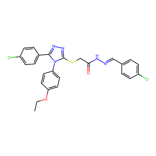 2-{[5-(4-chlorophenyl)-4-(4-ethoxyphenyl)-4H-1,2,4-triazol-3-yl]sulfanyl}-N'-[(E)-(4-chlorophenyl)methylidene]acetohydrazide structure