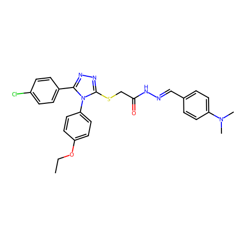 2-{[5-(4-chlorophenyl)-4-(4-ethoxyphenyl)-4H-1,2,4-triazol-3-yl]sulfanyl}-N'-{(E)-[4-(dimethylamino)phenyl]methylidene}acetohydrazide structure