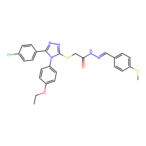 2-{[5-(4-chlorophenyl)-4-(4-ethoxyphenyl)-4H-1,2,4-triazol-3-yl]sulfanyl}-N'-{(E)-[4-(methylsulfanyl)phenyl]methylidene}acetohydrazide structure
