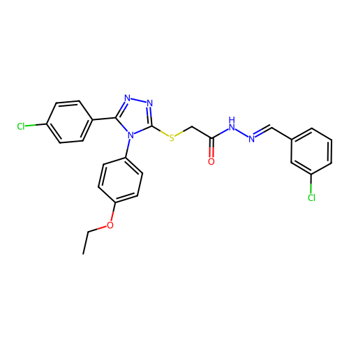 2-{[5-(4-chlorophenyl)-4-(4-ethoxyphenyl)-4H-1,2,4-triazol-3-yl]sulfanyl}-N'-[(E)-(3-chlorophenyl)methylidene]acetohydrazide structure