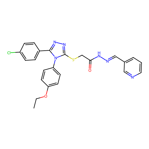 2-{[5-(4-chlorophenyl)-4-(4-ethoxyphenyl)-4H-1,2,4-triazol-3-yl]sulfanyl}-N'-[(E)-pyridin-3-ylmethylidene]acetohydrazide structure