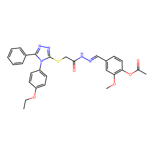 4-{(E)-[2-({[4-(4-ethoxyphenyl)-5-phenyl-4H-1,2,4-triazol-3-yl]sulfanyl}acetyl)hydrazinylidene]methyl}-2-methoxyphenyl acetate structure