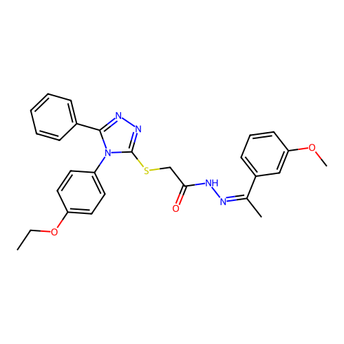 (Z)-2-((4-(4-ethoxyphenyl)-5-phenyl-4H-1,2,4-triazol-3-yl)thio)-N'-(1-(3-methoxyphenyl)ethylidene)acetohydrazide structure