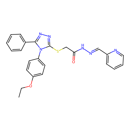 2-{[4-(4-ethoxyphenyl)-5-phenyl-4H-1,2,4-triazol-3-yl]sulfanyl}-N'-[(E)-pyridin-2-ylmethylidene]acetohydrazide structure
