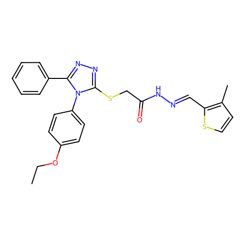 2-{[4-(4-ethoxyphenyl)-5-phenyl-4H-1,2,4-triazol-3-yl]sulfanyl}-N'-[(E)-(3-methylthiophen-2-yl)methylidene]acetohydrazide structure