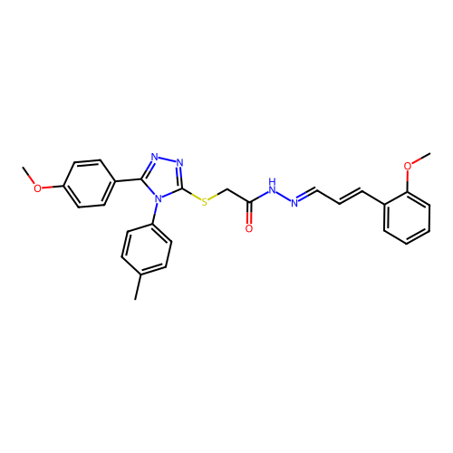 2-{[5-(4-methoxyphenyl)-4-(4-methylphenyl)-4H-1,2,4-triazol-3-yl]sulfanyl}-N'-[(1E,2E)-3-(2-methoxyphenyl)prop-2-en-1-ylidene]acetohydrazide structure