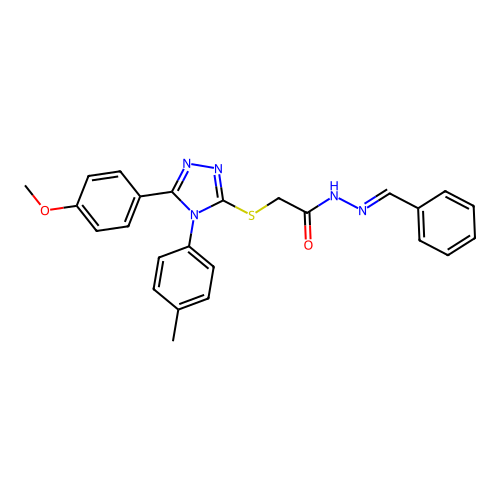 2-{[5-(4-methoxyphenyl)-4-(4-methylphenyl)-4H-1,2,4-triazol-3-yl]sulfanyl}-N'-[(E)-phenylmethylidene]acetohydrazide structure