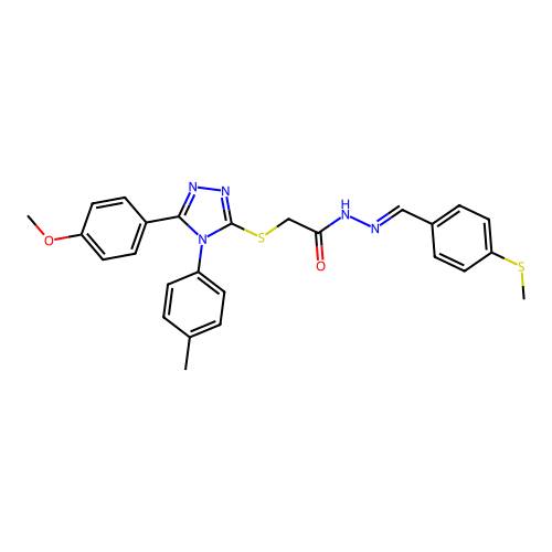 2-{[5-(4-methoxyphenyl)-4-(4-methylphenyl)-4H-1,2,4-triazol-3-yl]sulfanyl}-N'-{(E)-[4-(methylsulfanyl)phenyl]methylidene}acetohydrazide structure
