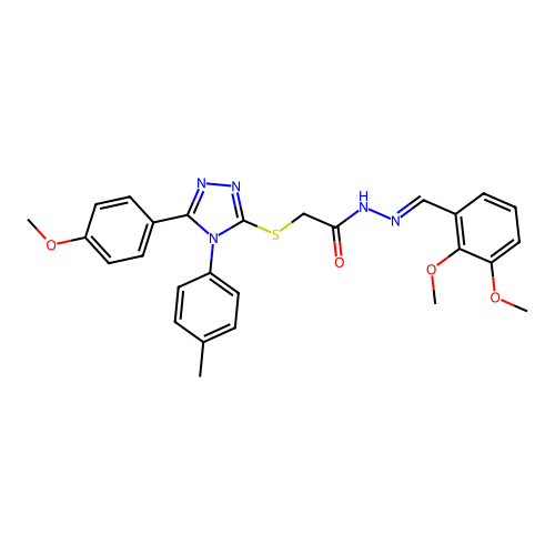 N'-[(E)-(2,3-dimethoxyphenyl)methylidene]-2-{[5-(4-methoxyphenyl)-4-(4-methylphenyl)-4H-1,2,4-triazol-3-yl]sulfanyl}acetohydrazide structure