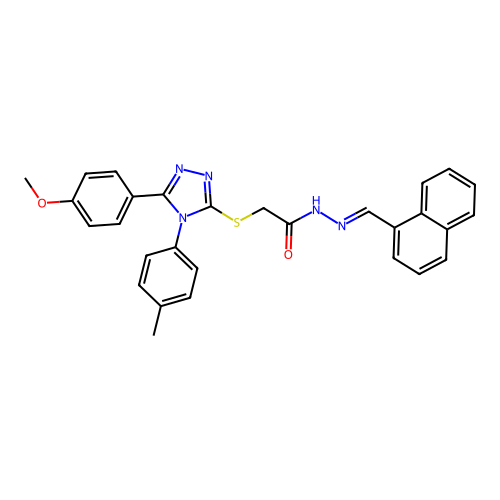 2-{[5-(4-methoxyphenyl)-4-(4-methylphenyl)-4H-1,2,4-triazol-3-yl]sulfanyl}-N'-[(E)-naphthalen-1-ylmethylidene]acetohydrazide structure