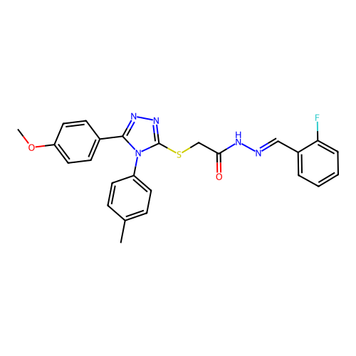 N'-[(E)-(2-fluorophenyl)methylidene]-2-{[5-(4-methoxyphenyl)-4-(4-methylphenyl)-4H-1,2,4-triazol-3-yl]sulfanyl}acetohydrazide structure