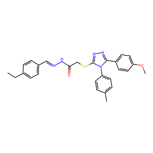 N'-[(E)-(4-ethylphenyl)methylidene]-2-{[5-(4-methoxyphenyl)-4-(4-methylphenyl)-4H-1,2,4-triazol-3-yl]sulfanyl}acetohydrazide structure