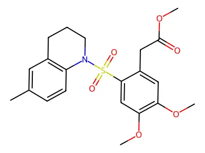 Methyl 2-[4,5-dimethoxy-2-[(6-methyl-3,4-dihydro-2H-quinolin-1-yl)sulfonyl]phenyl]acetate structure