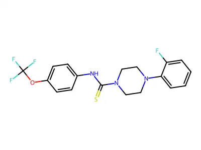 4-(2-fluorophenyl)-N-[4-(trifluoromethoxy)phenyl]piperazine-1-carbothioamide structure