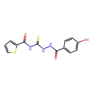 4-Hydroxybenzoic acid 2-[[(2-thienylcarbonyl)amino]thioxomethyl]hydrazide structure