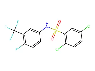 ((2,5-Dichlorophenyl)sulfonyl)(4-fluoro-3-(trifluoromethyl)phenyl)amine structure