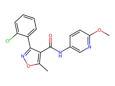 3-(2-chlorophenyl)-N-(6-methoxypyridin-3-yl)-5-methyl-1,2-oxazole-4-carboxamide structure