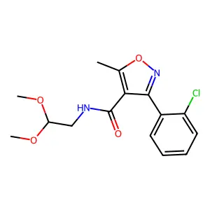 3-(2-chlorophenyl)-N-(2,2-dimethoxyethyl)-5-methyl-1,2-oxazole-4-carboxamide structure