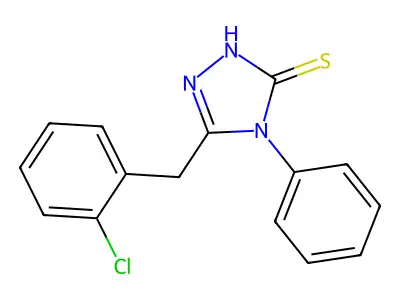 3-[(2-chlorophenyl)methyl]-4-phenyl-1H-1,2,4-triazole-5-thione structure