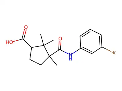 3-[(3-Bromophenyl)carbamoyl]-2,2,3-trimethylcyclopentane-1-carboxylic acid structure