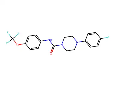4-(4-fluorophenyl)-N-[4-(trifluoromethoxy)phenyl]piperazine-1-carboxamide structure