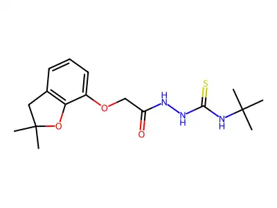 1-tert-butyl-3-[[2-[(2,2-dimethyl-3H-1-benzofuran-7-yl)oxy]acetyl]amino]thiourea structure