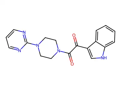 1-(1H-indol-3-yl)-2-(4-pyrimidin-2-ylpiperazin-1-yl)ethane-1,2-dione structure