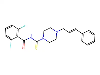 N-[(4-cinnamyl-1-piperazinyl)carbothioyl]-2,6-difluorobenzamide structure